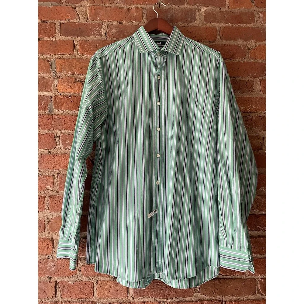VTG Polo Ralph Lauren Men's Westerton‎ Green Striped Long Sleeve Shirt Sz L